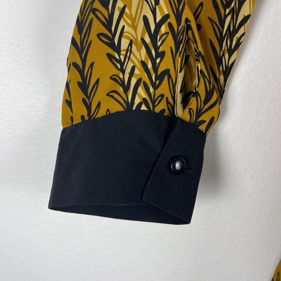 Bob Mackey Wearable Art Long Sleeve Button Up Vine Print Silk Blouse Women's 1X - Picture 5 of 10